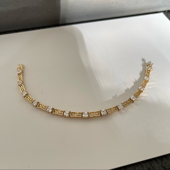 VTG Ross Simons sterling silver 925 CZ Greek key gold vermeil tennis bracelet - Picture 14 of 15